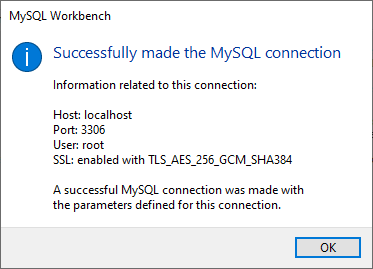 MySQL Workbench успешное подключение