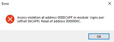 Access violation at adress